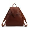 Genuine Leather Solid color commuter backpack