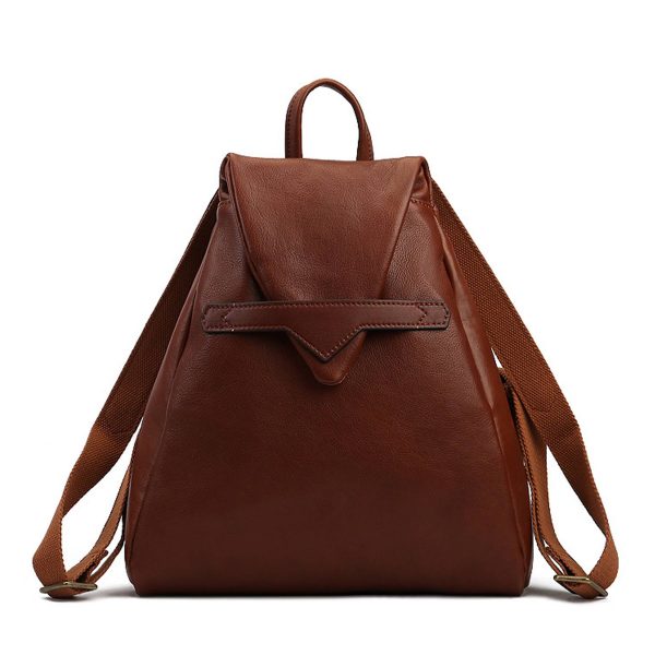 Genuine Leather Solid color commuter backpack