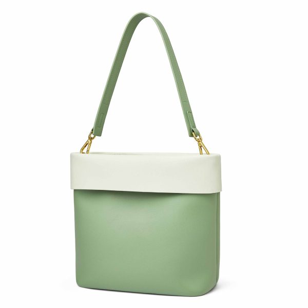 Genuine Leather Color-block shoulder commuter cross-body bag