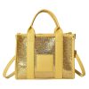 PU Leather Crossbody Bag Sequins Clash Color Tote