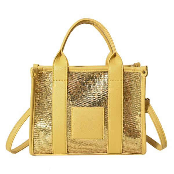 PU Leather Crossbody Bag Sequins Clash Color Tote