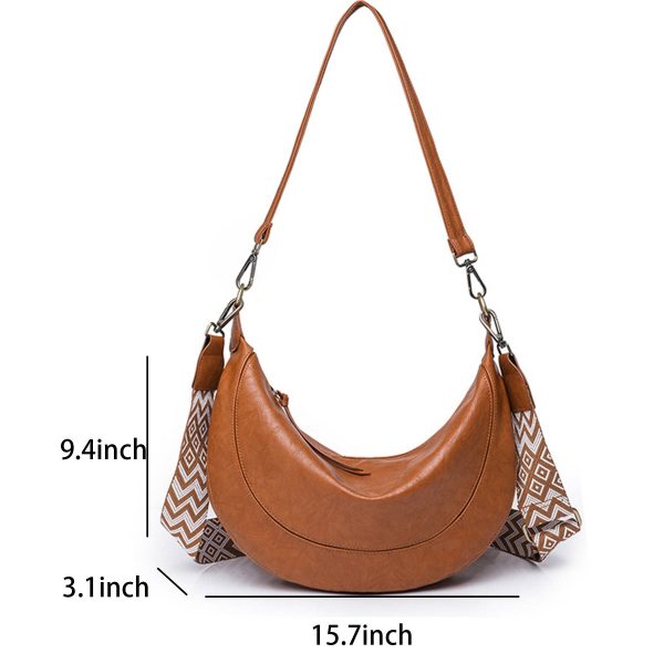 PU Leather Crescent Shoulder Hobo Purses for Women
