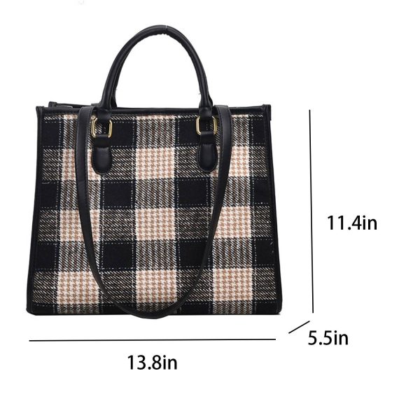 Canvas Crossbody Bag Fashion Checkered Tote for Women