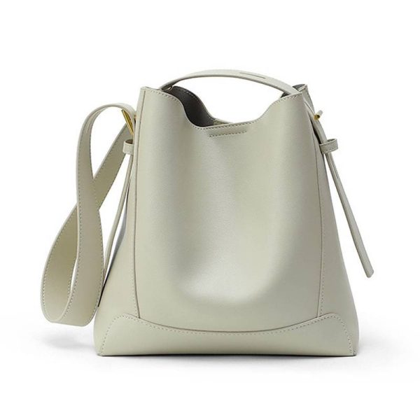 Genuine Leather Tote Bucket Bag