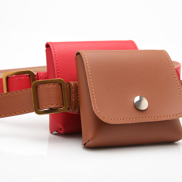 PU Leather Multi Pocket Belt Bag