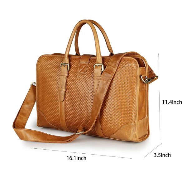 Leather Laptop Briefcase for Men Waterproof Travel Messenger