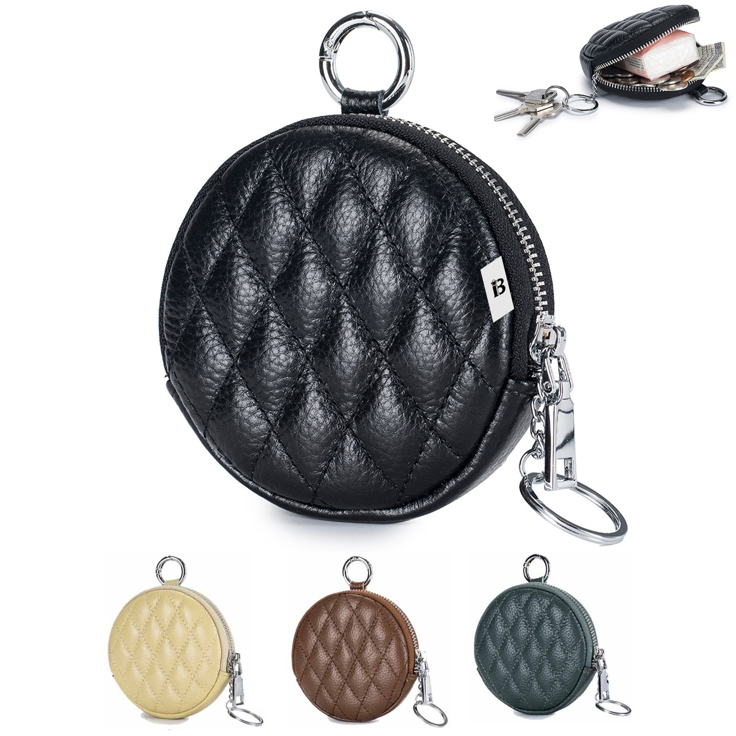 Round Coin Purse With Keychain