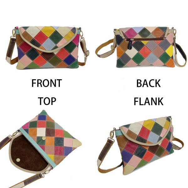 Genuine Leather Lingered panels shoulder cross-body bag