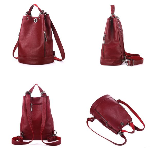 Pu high-capacity Bucket Backpack Women