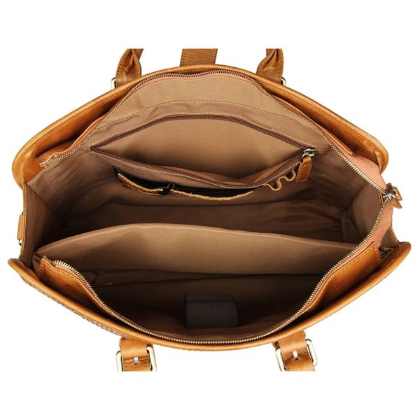 Leather Laptop Briefcase for Men Waterproof Travel Messenger