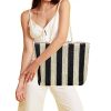 Women Beach Straw Striped Tote Bag