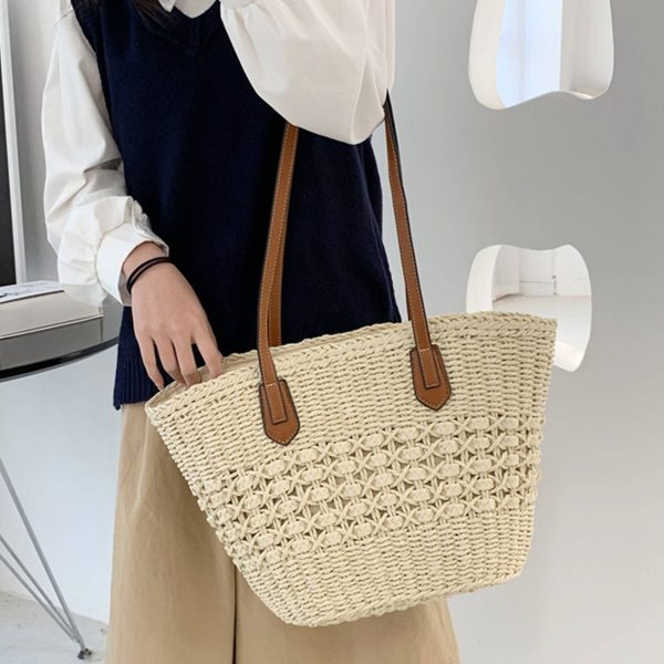 Straw Summer Large Shoulder Tote Beach Bag