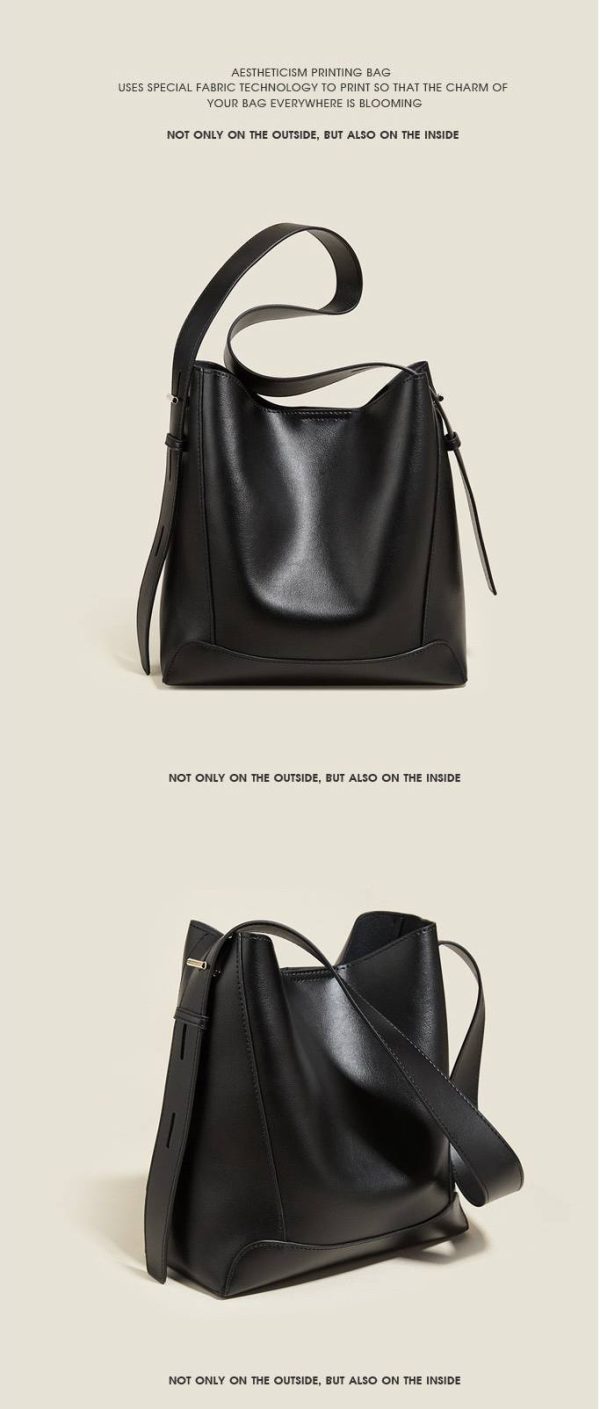 Genuine Leather Tote Bucket Bag