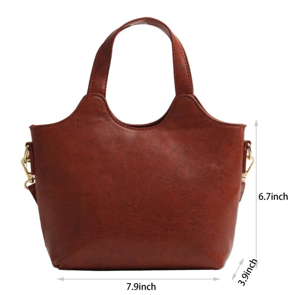 Pu Leather simple waterproof Portable Cross-body Bag Brown