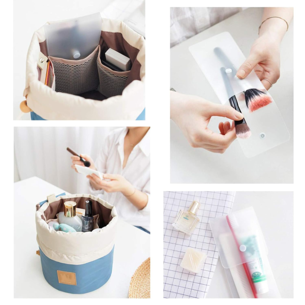 Travel Foldable Cosmetic Bags w/ Drawstring