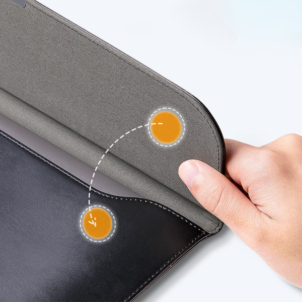 Waterproof PU Leather Laptop Sleeve with Magnetic Closure