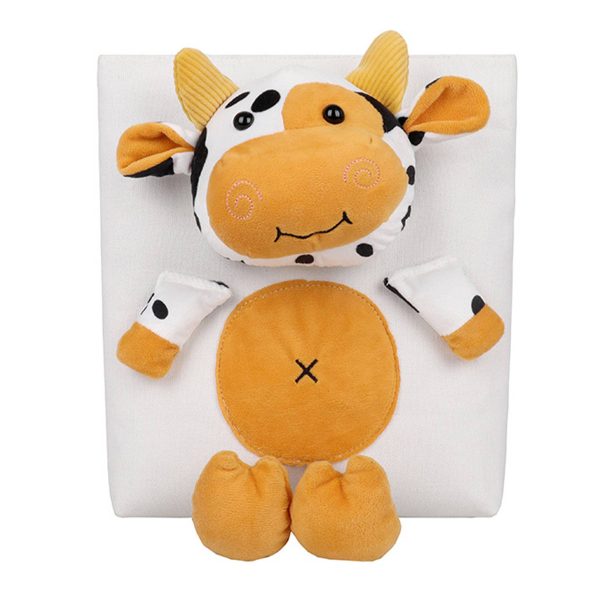 Canvas Cartoon cow large capacity tote bag