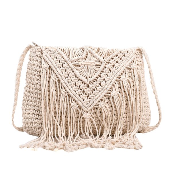 Jute Straw cotton tassel shoulder cross-body bag