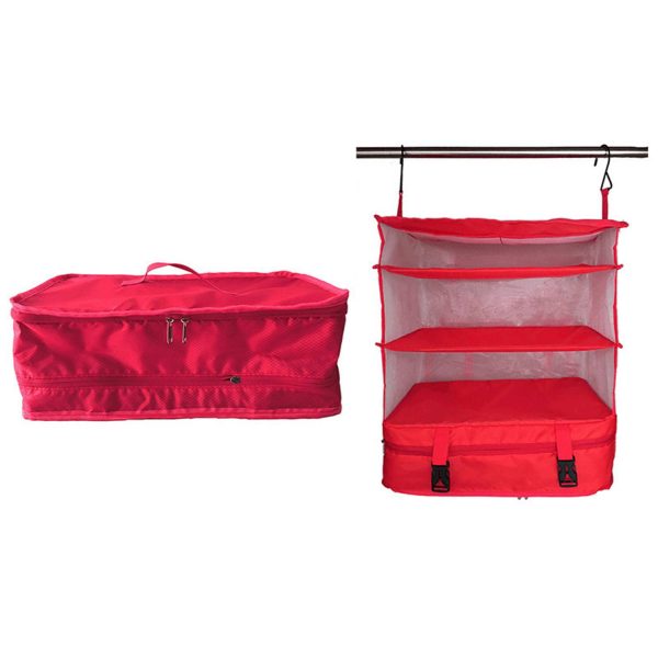 3 Layes Polyester Foldable Travel Storage Bag With Two Hooks
