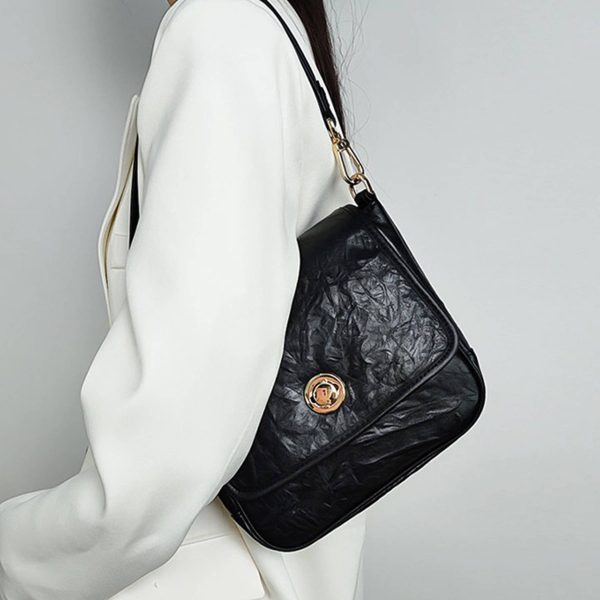 Women's Genuine Leather Flap Tote Bag