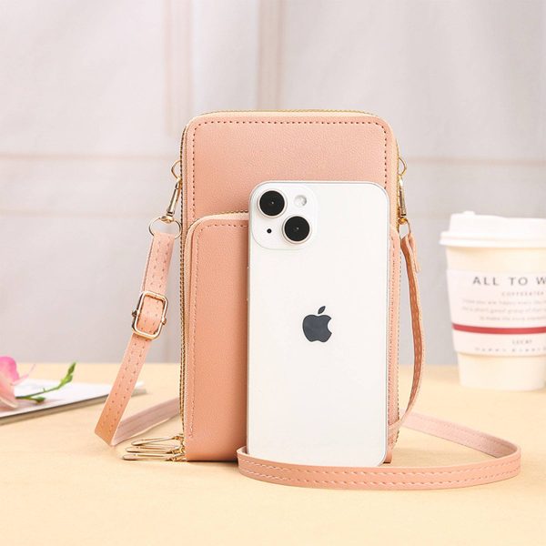 PU leather touch screen crossbody cell phone bag
