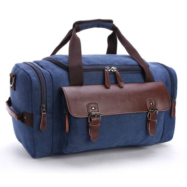 Expandable Canvas Genuine Leather Duffle Bag