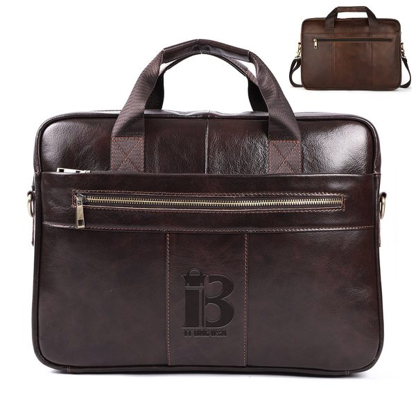 Genuine Leather Briefcase Laptop Messenger Bag