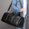 Genuine Leather Travel Weekender Duffel Bag for Men