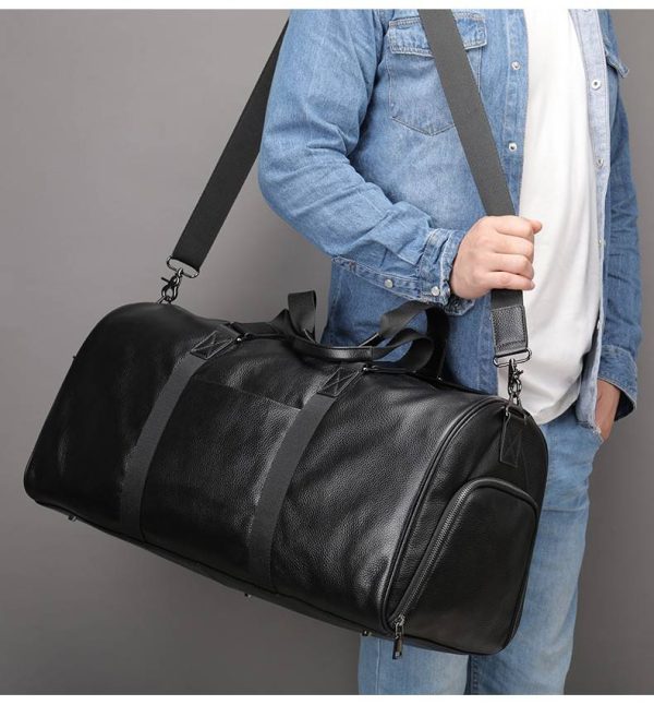 Genuine Leather Travel Weekender Duffel Bag for Men