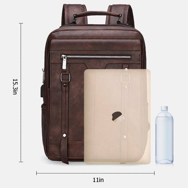 Pu Leather Large Capacity Travel Computer Backpack