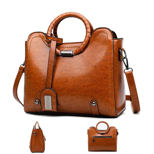 PU woven tote bag handbag for women With a round bracelet