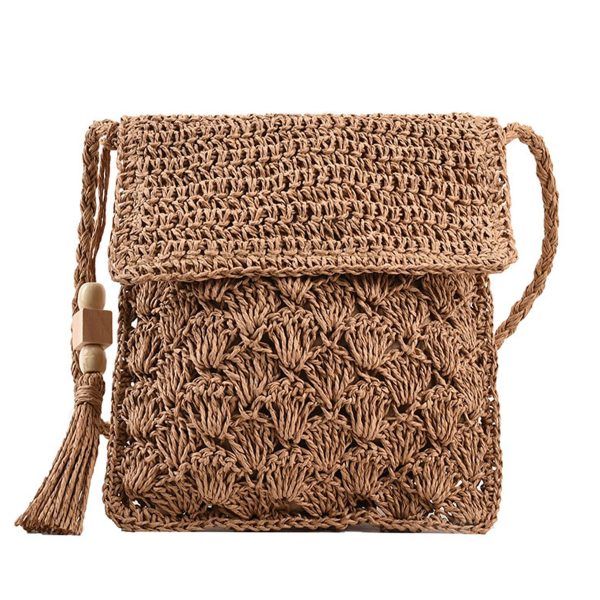 Jute Stylish vintage tassel woven shoulder bag