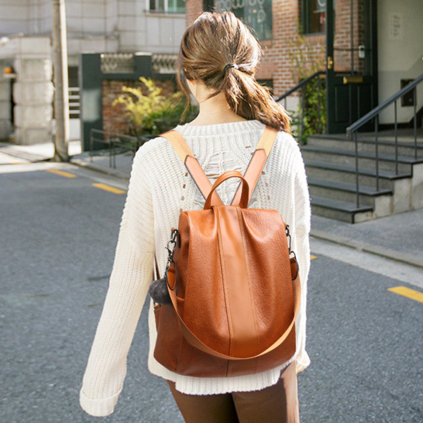Soft PU Leather Casual Backpack