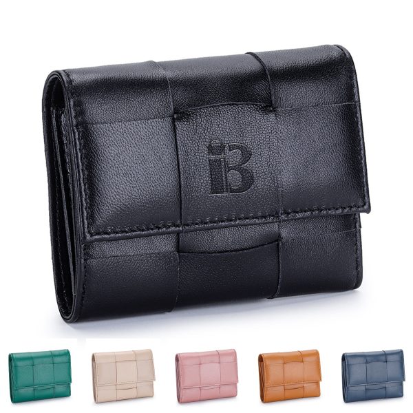 Genuine Leather Stylishly woven short coin purse
