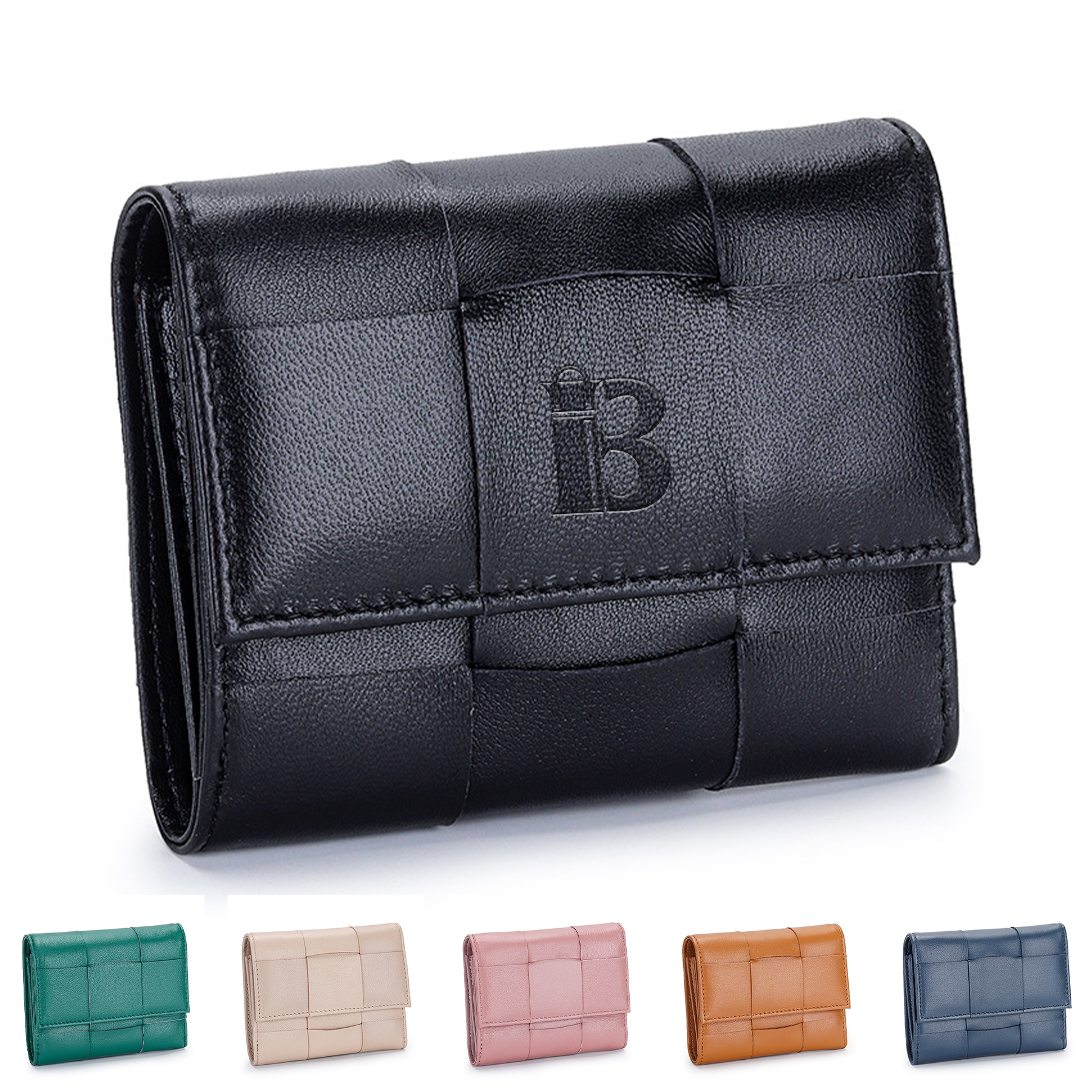 Genuine Leather Stylishly woven short coin purse