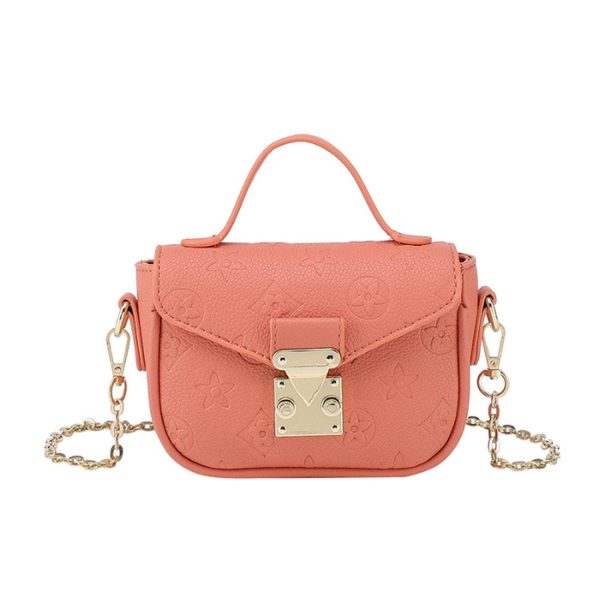 PU Leather Shoulder Bag w/ Metal Chain Strap