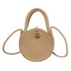 Straw Solid Round Tote Cross-body Bag