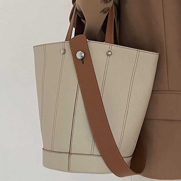 Genuine Leather Bucket HandBag Tote Bag For Women