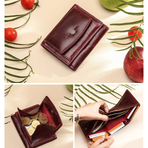 Genuine Leather RFID 3 fold Waterproof Street trend Wallet