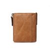 Genuine Leather Double zipper short vintage wallet