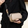 Real Leather Double layer pockets Crossbody Bag