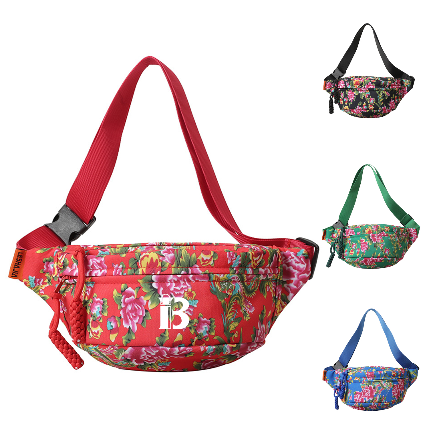 Vintage Trend Full Print Large Flower Waist Bag