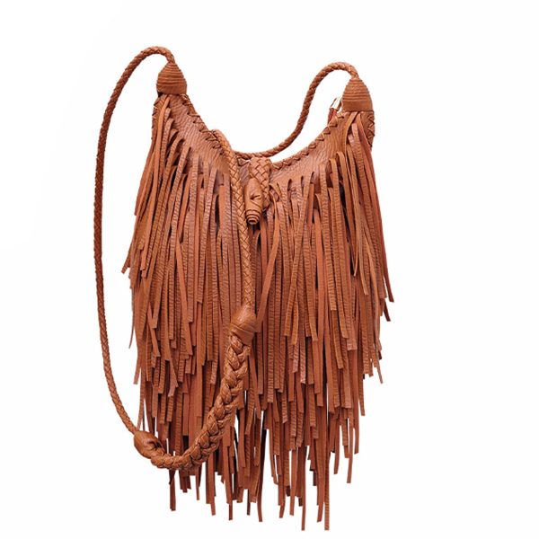 PU Hand-woven tassel shoulder cross-body bag