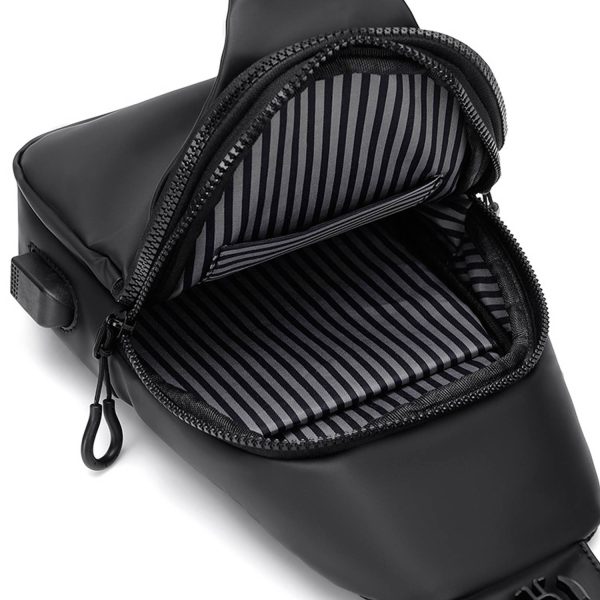 Oxford Sling Chest bag For Men with USB Charging Port
