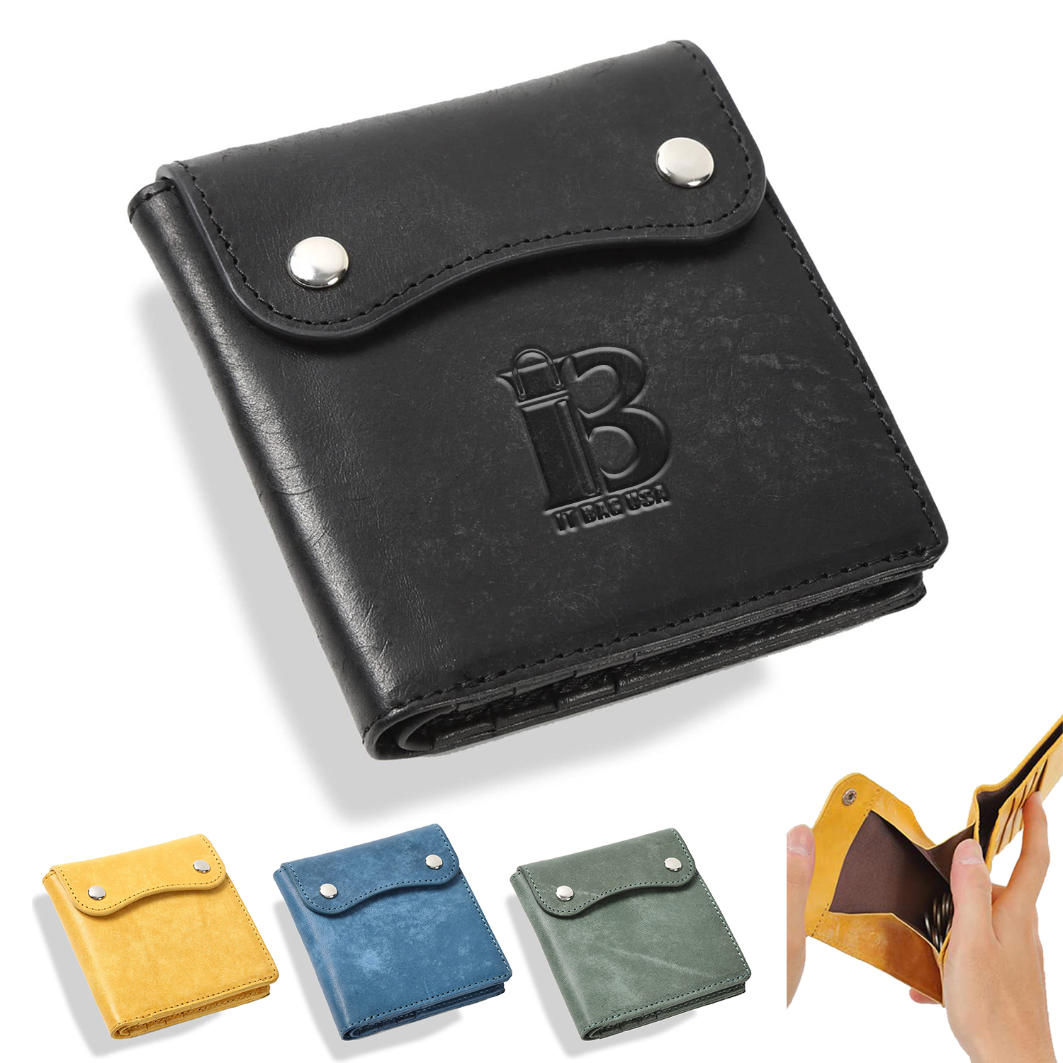 Genuine leather multi card short handbag