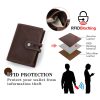 Genuine Leather RFID Automatic Anti theft Wallet Men Coffee
