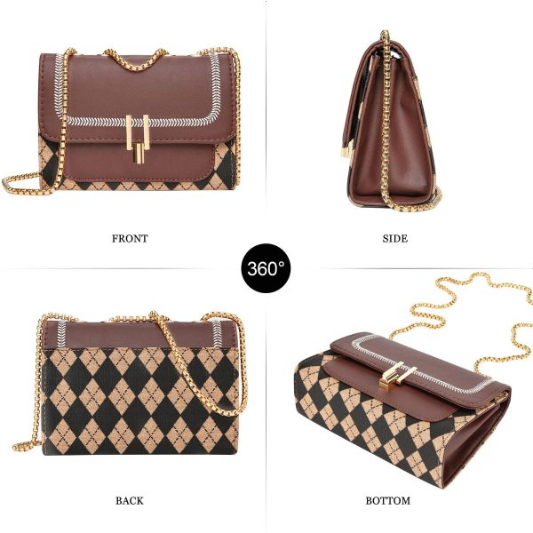 Pu Trendy Crossbody Bags with Chain Strap women Brown