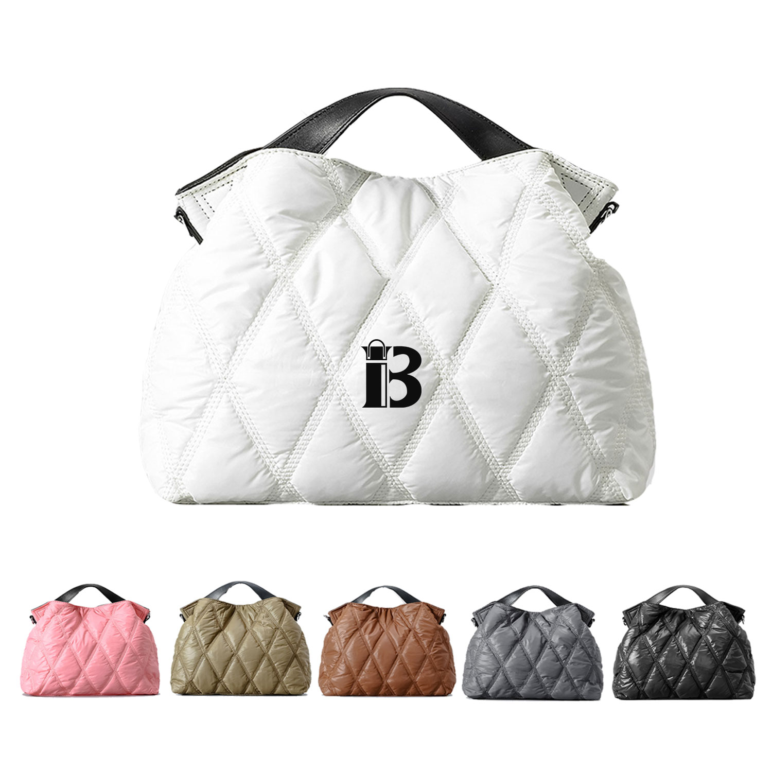 Simple Solid Color Down-Filled Tote Cotton Handbag