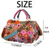 Genuine Leather Colorful floral shoulder cross-body bag