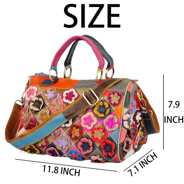 Genuine Leather Colorful floral shoulder cross-body bag